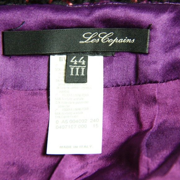 LES COPAINS GORGEOUS BLACK / PURPLE SUIT 90% WOOL SIZE 44 NEW MADE IN ITALY 122 - Picture 9 of 11